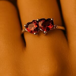 S925 Sterling Silver Double heart ring.